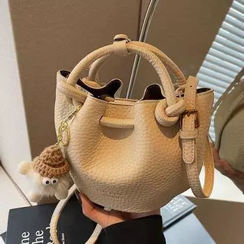 Премиальная текстура иностранная газовая ведро маленькая женская сумка ретро универсальная сумка через плечо овощная корзина сумка-мессенджер no pendant хаки