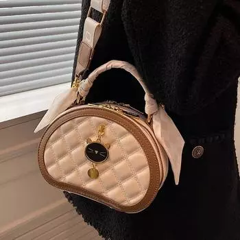 Премиальная текстура маленькая женская сумка 2024 года новая модная нишевая сумка-мессенджер с бриллиантами популярная интернет-знаменитость портативная маленькая круглая сумка чёрный