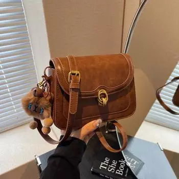 Премиальная текстура модная сумка через плечо женская осенне-зимняя универсальная ретро повседневная сумка-мессенджер маленькая квадратная сумка Without pendant коричневый