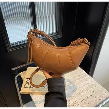 Премиальная текстура ретро сумка женская большая вместимость 2024 новая сумка-мессенджер для круассанов сумка для пельменей чёрный