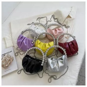 Премиальная текстура со стразами женская сумка 2024 новый нишевый дизайн мини-сумка облако сумка-мессенджер сумка-ведро белый