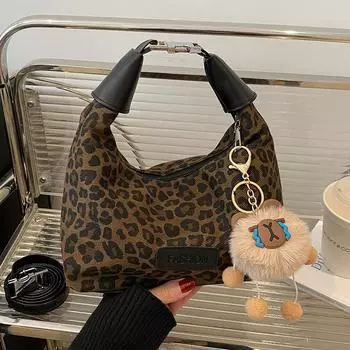 Премиальная текстура сумки женская сумка 2024 новый ретро леопардовый принт нишевая сумка через плечо сумка-мессенджер пригородная сумка-пельмень