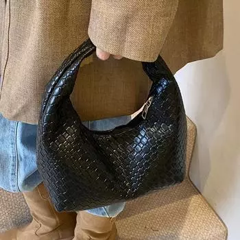 Премиальная тканая сумка ретро сумка через подмышку женская сумка через плечо с текстурой ниши красный