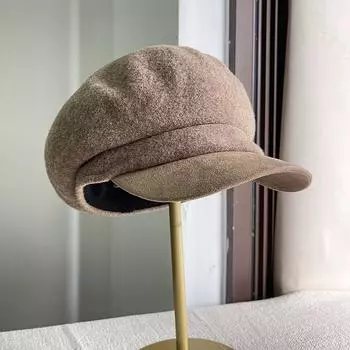 Премиальная ветровая шерстяная восьмиугольная шляпа для детей, осенне-зимняя модная ретро-шляпа с замшевыми полями, универсальная шляпа для художника Adjustable 52-57cm