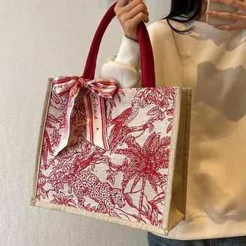 Премиальная вместительная холщовая сумка 2024 года, новая модная сумка для шоппинга, переносная сумка через плечо