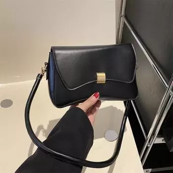 Премиальная женская сумка 2024 года, новая сумка-багет, ретро-сумка для переноски под мышкой, сумка-мессенджер для девушек в иностранном стиле чёрный