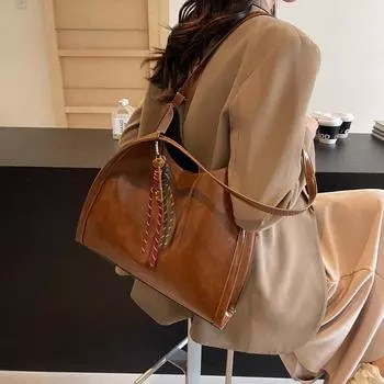 Премиальная женская сумка 2024 года, осень-зима, новая популярная модная сумка через плечо, большая вместительная сумка-тоут для поездок на работу
