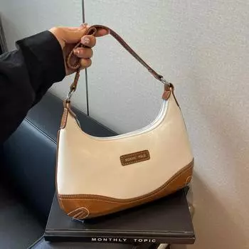 Премиальная женская сумка для поездок на работу 2024 года, новая контрастная цветная сумка для подмышек, модная универсальная сумка-мессенджер через плечо 28*6*15 коричневый