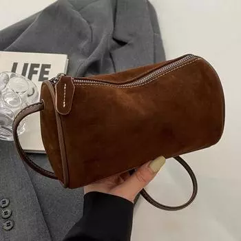 Премиальная женская сумка осень-зима матовая ретро сумка-мессенджер женская популярная рабочая сумка-цилиндр 20*8*11 коричневый