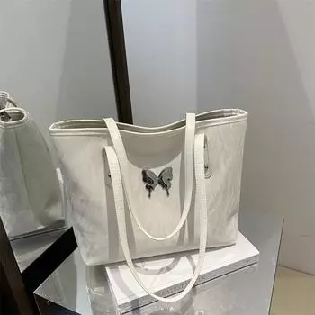 Премиальная женская сумка-тоут 2025 года, новая универсальная модная сумка для выхода в свет, большая вместительная сумка через плечо белый