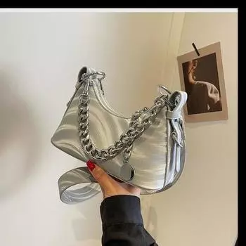 Премиальное чувство иностранного стиля маленькая сумка, новая женская сумка, популярная летом, сумка-мессенджер, мини-сумка через плечо подмышкой серебряный