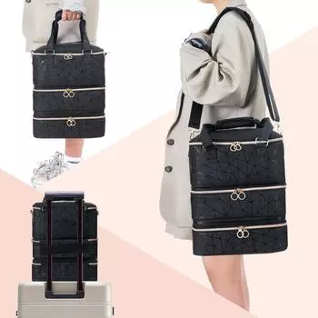 Премиальное чувство съемного большого объема 3 слоя лака для ногтей сумка для хранения может хранить 84 бутылки лака для ногтей световой короб чёрный