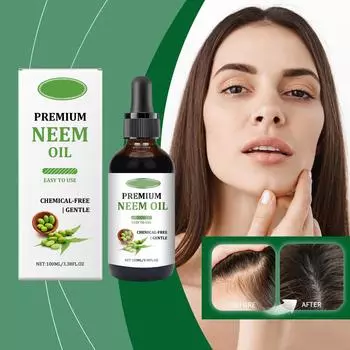 Премиальное масло нима для роста волос, ухода за кожей и телом, ногтей, от прыщей, увлажняющее средство 100 мл зелёный