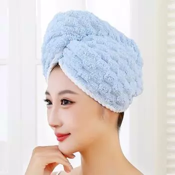 Премиальное полотенце для волос Шапочка для сушки Коралловая облачная шерсть Супервпитывающее Быстросохнущее Аксессуары для домашнего спа A синий