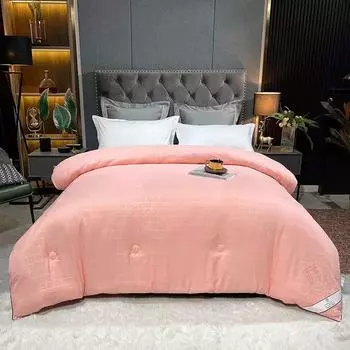 Премиальное шелковое одеяло с квадратной сеткой из хлопчатобумажной ткани, китайское свадебное одеяло Xiang, двуспальная кровать, летние одеяла 220x240 150x200cm 1.5kg серый