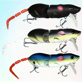 Премиальные 3-х шт. многосочлененные приманки для ловли мышей - прочный материал ABS, идеально подходят для ловли окуня и форели - идеально подходят для ловли в пресной и соленой воде чёрный