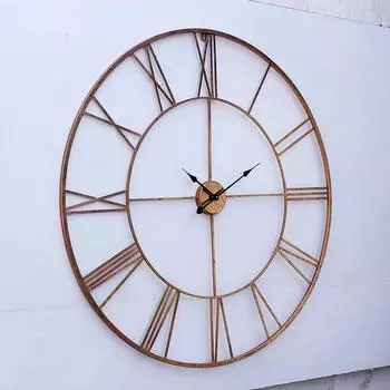 Премиальные Металлические Аналоговые Настенные Часы в Стиле Римской Скульптуры (Медь, 100 см)