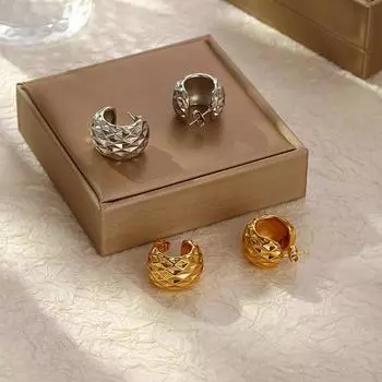 Премиальные ретро-серьги из нержавеющей стали полукруглой формы, простые женские серьги с гальваническим покрытием 18 карат, сохраняющие цвет