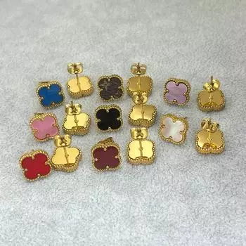 Премиальные серьги Feeling Clover из натуральной ракушки 13 мм, односторонние, простые, роскошные, модные серьги из титановой стали, без потери цвета, женские серьги белый