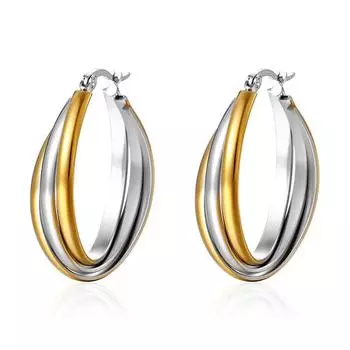 Премиальные серьги из нержавеющей стали в стиле ретро, легкие роскошные женские овальные многослойные серьги из титановой стали