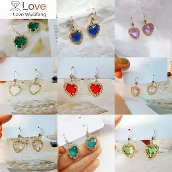 Премиальные серьги-подвески в форме сердца со стразами разных цветов, длинные серьги-сердечки из циркония для женщин, модные ювелирные изделия