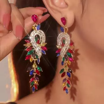 Премиальные серьги с яркими сверкающими кристаллами, персонализированные преувеличенные женские серьги, рождественские серьги
