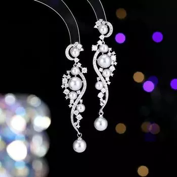 Премиальные свадебные серьги женские циркониевые легкие роскошные ретро элегантные нишевые свадебные серьги французские жемчужные серьги-гвоздики белый
