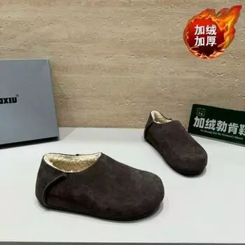 Премиальные универсальные бархатные женские туфли Birkenstocks 2024 года, новые осенне-зимние туфли Birkenstocks с одной педалью из хлопка в стиле ретро 35