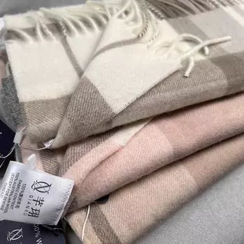 Премиальный австралийский шерстяной клетчатый шарф для мужчин и женщин: Теплый и стильный аксессуар на осень/зиму 37*195 cm розовый