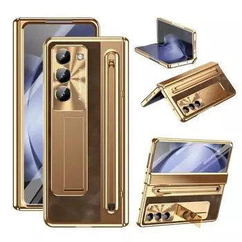 Премиальный бизнес-чехол для телефона с откидной подставкой и слотом для ручки, противоударный чехол для Samsung Galaxy Z Fold 7 6 5 4, закаленное защитное стекло Galaxy Z Fold7