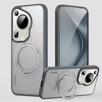 Премиальный бронированный прочный магнитный чехол для Huawei Pura 70 Pro+ P70 Ultra, скрытая подставка, матовый чехол для беспроводного зарядного устройства Magsafe For Pura 70 чёрный