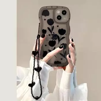 Премиальный черный цветочный чехол для телефона Apple 11/12/13/14 Pro Max и XS/XR/7/8 Plus Apple xsmax чёрный