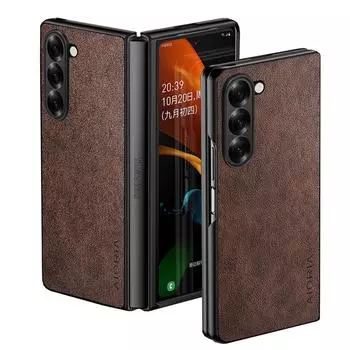 Премиальный кожаный чехол для телефона Samsung Galaxy Z Fold 6 5 4 3 Funda Retro Business Style Solid color cover Z Fold 6 чёрный