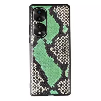 Премиальный кожаный чехол с рисунком питона для Honor 90/90 Pro: Полная защита с отделкой из коровьей кожи Honor 50Pro зелёный