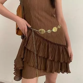 Премиальный металлический пояс-цепочка с чувством стиля, женское украшение для талии, для юбки, костюма, ханфу, поясная цепочка, тренд золотой