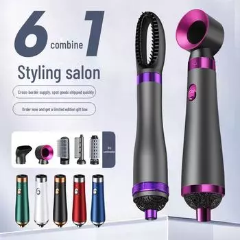 Премиальный набор для укладки волос 6 в 1: Включает в себя фен, выпрямитель, щипцы для завивки, фен для горячего воздуха, расческу и функцию отрицательных ионов. US Plug