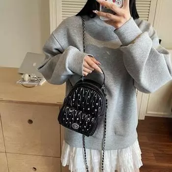 Премиальный нишевый рюкзак с бриллиантами, женский новый модный универсальный рюкзак, дорожная сумка, тренд чёрный