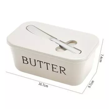 Премиальный пищевой ПП контейнер для масла с ножом - большой, прочный, легко моющийся контейнер для масла, сохраняющий свежесть, стильный дизайн, прочный пластик белый