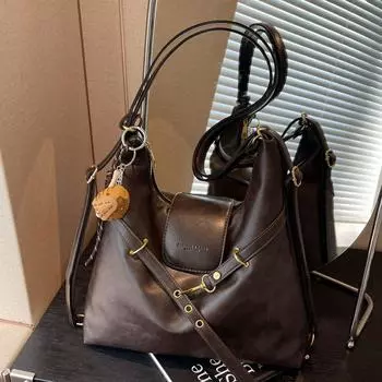 Премиальный ретро-рюкзак для женщин большой вместимости, многоцелевая сумка через плечо, сумка-тоут no pendant светло-коричневого