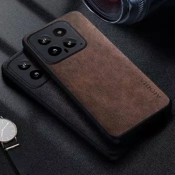 Премиальный роскошный кожаный чехол для телефона Xiaomi 14 13T 12T Pro 13 Ultra Funda Business Style Solid color Phone Cover Capa Case Xiaomi 14 чёрный