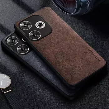 Премиальный роскошный кожаный чехол для телефона Xiaomi Poco F6 Pro Funda Business Style Solid color Phone Cover для poco f6 Poco F6 чёрный