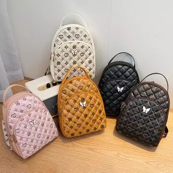 Премиальный рюкзак с принтом ромба, женская сумка, многофункциональная школьная сумка, повседневный рюкзак большой вместимости белый