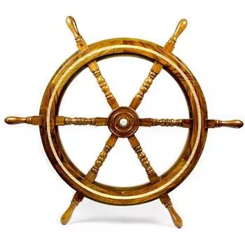 Премиальный штурвал ручной работы из латуни и дерева | Роскошный подарок, декор | Коллекционные предметы для лодки (Палисандровый хаб (Латунное кольцо), 18 дюймов)