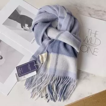 Премиальный темно-синий клетчатый шерстяной шарф для мужчин - роскошный зимний подарок для парня, отца или пожилых людей