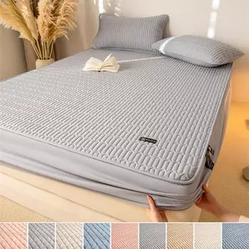 Премиум 100% водонепроницаемая простыня на резинке из соевого волокна стеганый чехол для матраса с резинкой гипоаллергенный бесшумный чехол для кровати 2xPillowcase 48x74cm