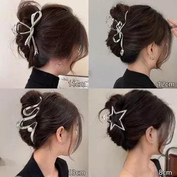 Премиум 2024 Shark Clip Set: Стильная, не выцветающая, прочная металлическая ручка-половинка для волос five-pointed star clip, about 8cm серебряный