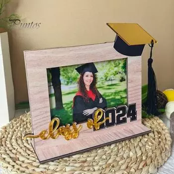 Премиум 3D деревянный стол выпускной тема шляпа бакалавра шрифт декор дисплей плесень фестиваль украшение подарок цвет старого дерева