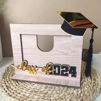 Премиум 3D деревянный стол выпускной тема шляпа бакалавра шрифт декор дисплей плесень фестиваль украшение подарок цвет старого дерева