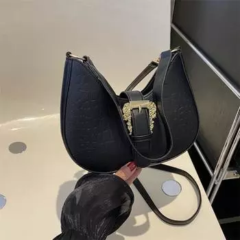 Premium bag women s 2024 new niche design summer versatile shoulder messenger bag Korean version of simple women s bag чёрный