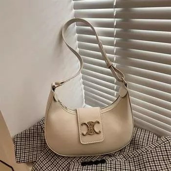 Premium bag women s 2025 new fashion versatile shoulder underarm bag simple light luxury crescent bag белый